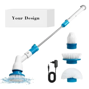 High Efficiency Scrubber Machine Cordless Spin Scrubber Quiet Operation Electric Mop 4 Replaceable Heads for Bathroom Floor