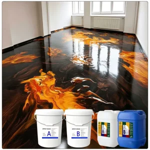 High-Gloss Metallic Marble Two-Component Epoxy Floor Resin Coating Kit for Concrete Floors