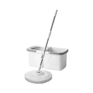 High Quality 360 Magic Mop Bucket Set Microfiber Mopheads Lightweight Compact Manual Dehydration Telescopic Steel Pole Porcelain