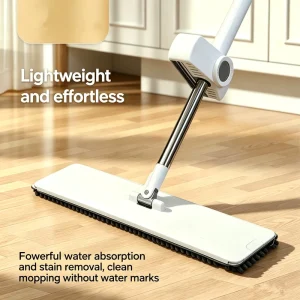 High Quality 42cm Microfiber Squeeze Flat Mop Adjustable Steel Handle Sliding Wringing Dry Wet Cleaning Detachable Mop Cloth