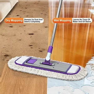 High Quality Dust Mop Durable Stainless Steel Rod for Modern Villa Living Room Professional Flat Mop System Tool Set