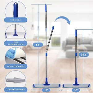 High Quality Professional Floor Cleaning System Microfiber Steel Handle Mop Flat Dust Mop