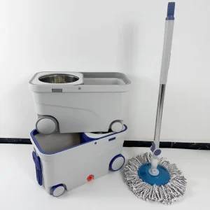 High Quality Stainless Steel Dry Floor Cleaning Water Swivel 360 Spin Mops Microfiber Self Wringer 2 Mopheads Spin Bucket Set