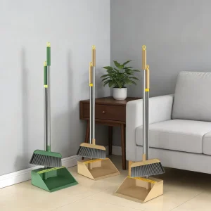 High quality Plastic Broom and Dustpan Set with Non stick Hair Bristles