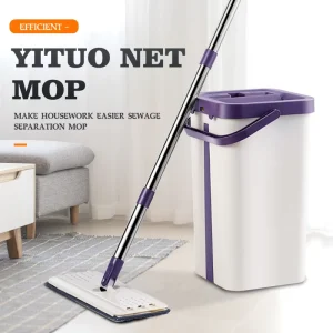 Home Cleaning Eco Friendly Stainless Steel Multi functional Sustainable Rectangle Microfiber Mop Head Floor Mop with Bucket