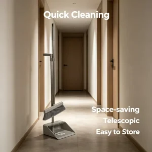 Home Daily Sweeping Broom Head Dustpan Set Soft PP Bristle Portable Handheld Plastic Handle Cleaning Tools