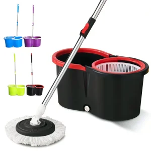 Home Microfiber 360 Rotary Mop with Detachable Cleaning Pad Telescopic Handle and Bucket