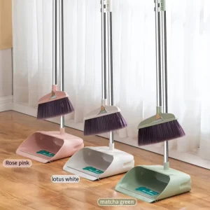Home Office Floor Broom and Dustpan Set with Holder
