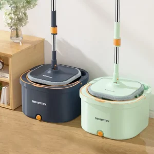 Homettler Flat Mop with Bucket Eco Friendly Durable Handheld Rotating Mop Head Cleaning Cloth Pad Accessory for Mopping
