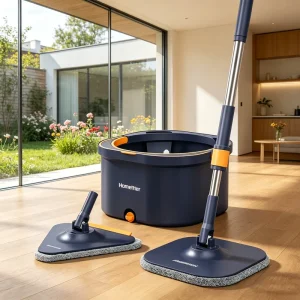 Homettler Mop Dual Chamber Dirty Water and Clean Water Self Separation Household Eco Friendly Lightweight for Dry Wet Home Floor