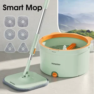 Homettler Mop and Bucket Set Clean Dirty Separation 360 Degree Rotation Professional Microfiber Eco Friendly Flat Mop for Home