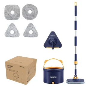 Homettler Mops Cleaning Eco Friendly Lightweight <2kg Rotating Mop Bucket 2 Mop Heads Aluminum Pole 90 100% Dehydration Rate