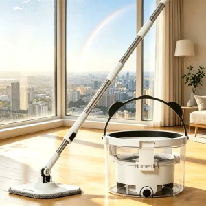 Homettler Transparent Mops Dual Chamber Dirty Water and Clean Water Self Separation Home Floor Cleaning System for All Floor