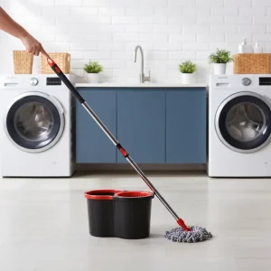 Hot Selling Home Cleaning Round Mop Set with Squeeze Bucket Microfiber Stainless Steel Pole Extendable Handle 70 80% Dehydration