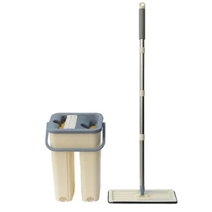 Hot selling 2 Mop Cloths Are Included Stainless Steel Materialsemi Automatic Cleaning Mop and Bucket Set 360 degree Cleaning