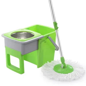 Household 360-Degree Spin Mop and Floor Cleaning Set with Stainless Steel Bucket