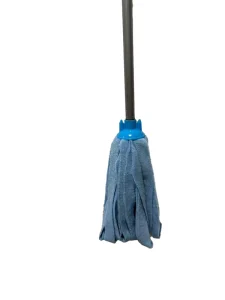 Household Blue Microfiber Wet Mop Head With Round Plastic Accessory