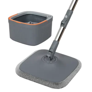 Household Cleaning Solution Bathroom Kitchen Floor Tile Rotating 360 Flat Microfiber Mop Quick Dry Clamping Type Bucket Set