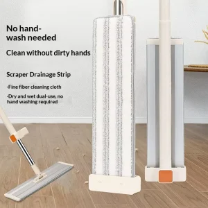 Household Eco Friendly No Hand Washing Microfiber Flat Mop Extendable Handle Stainless Steel Automatic Wringing Dry Wet Dual Use