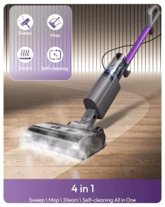 Household Electric Steam Mop 180° Flat Lay LED Light Self Cleaning Fast Steam Wet and Dry Smart Steam Mops for Multi Surface Use