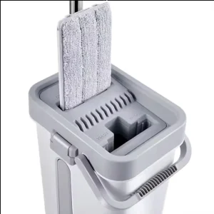Household Flat Mop and Bucket Set, Hand-Free Washing, Wet and Dry Microfiber Mop