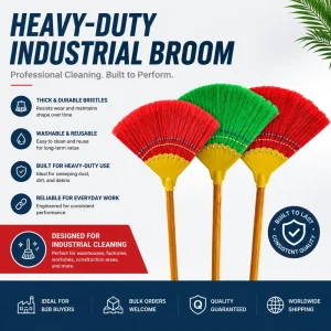 Household Floor Sweeper Broom Soft Bristles Plastic Handle Waterproof
