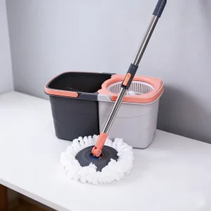 Household Floor Wiper 360 Spin Microfiber Mop Stainless Steel Pole Extendable Handle Plate Tipping Wringer 700ml Capacity High