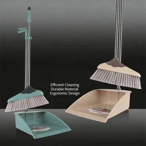 Household Long Iron-Handle Broom and Dustpan Sweeping Set