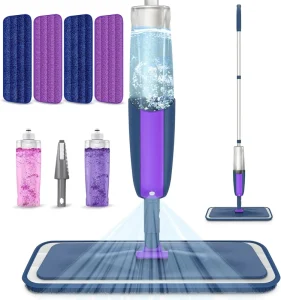 Household Magic Handle Mop with Dry-Wet Water Spray, Microfiber Cloth, Manual Operation, and Disposable Design