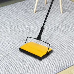 Household Manual 2-in-1 Rotatable Portable Carpet and Floor Sweeper Brush with Iron and PP Bristles