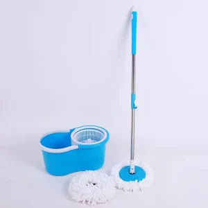 Household Microfiber Flat Mop with Bucket 360-Degree Rotating Wet and Dry Floor Cleaning System