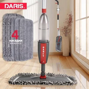 Household Microfiber Red Spray Mop for Floor and Bathtub Cleaning