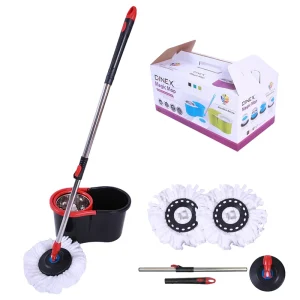Household Microfiber Wet Dry Dual Use 360 Rotation Mop Bucket Stainless Steel Handle Easy Operation Flat Head Design