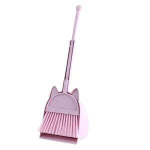 Household Plastic Broom with Flagged Nylon Bristles, TPR Hanging Hole, Dustpan for Floor Cleaning