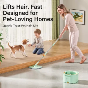 Household Rotating Mop with Water Bucket and Dual-Chamber Clean and Dirty Water Separation