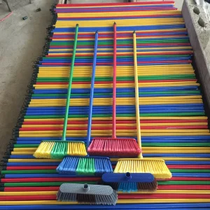 Household Soft Plastic Broom with Wood Handle