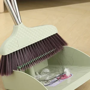 Household Upright Floor Broom with Stainless Steel Broomstick and Plastic Head