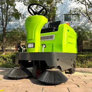 Hydraulic Floor Sweeper with Solid Tires, Shock Absorption, and 2-4h Working Time for Indoor and Outdoor Use