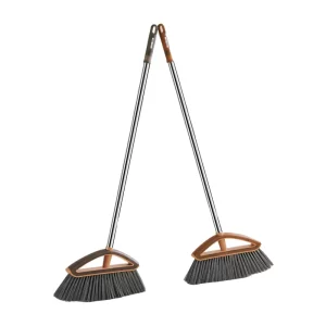 Indoor Broom with Soft Bristles and Long Handle for Tile Laminate Deck and Hardwood Floors
