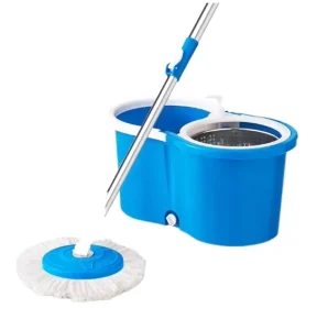 Indoor Cotton Wet Floor Mop and Bucket Set with Cloth Squeeze Wringer