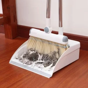Indoor Non-Stick Hair Broom and Dustpan Set with Long Handle