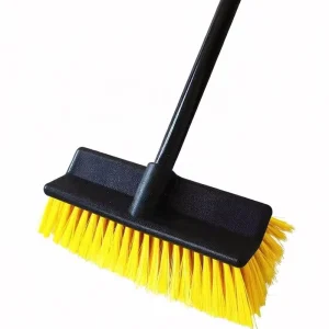 Indoor Outdoor Broom Dual-Sided Hard Bristle Floor Scrub Brush with Handle for Bathroom Kitchen Tile Wall Concrete