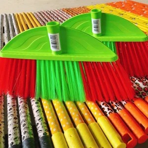 Indoor Outdoor Plastic Floor Cleaning Broom with Wood Stick