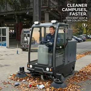 Industrial 48V Battery-Powered Ride-on Street Sweeper with 1900mm Cleaning Width, 1500W Power, and 150L Hopper