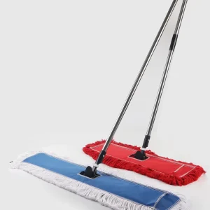 Industrial Cotton Flat Mop, 24 in and 36 in, with Metal Frame and Handle for Commercial Maintenance