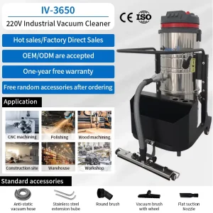 Industrial Electric 220V 100L Vacuum Cleaner for Suction of Iron Filings Glass Steel Sand Stone and Heavy Dust Particles