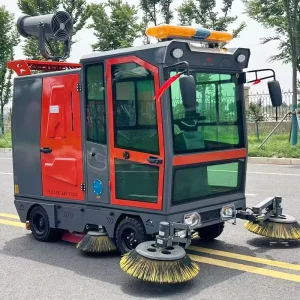 Industrial Electric Ride-On Warehouse Floor Sweeper with Engine, Motor, Pump and Gear