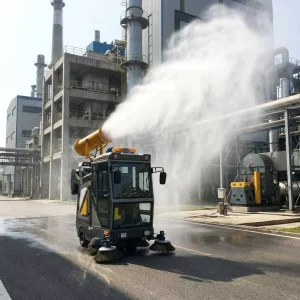Industrial Electric Street Sweeper Vehicle with Enclosed Cabin High-Pressure Washing and Dust Suppression