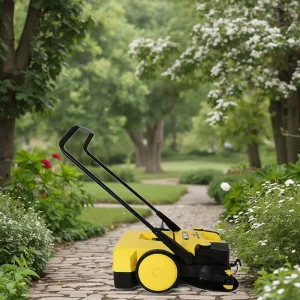 Industrial Electric Walk Behind Street Sweeper Battery Type Road Cleaner Big Capacity Plastic Material Core Brush