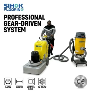Industrial Floor Polishing Machine, 7.5kW, 10HP, 600mm, 12-Head Gear-Driven Concrete Floor Polisher